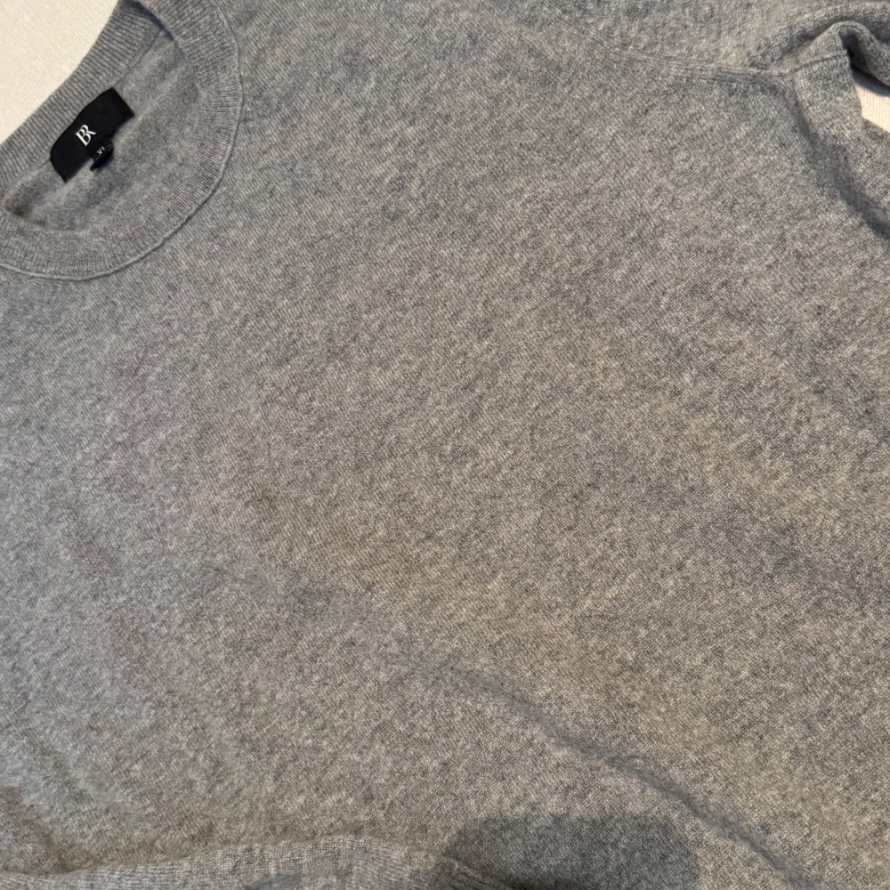 Banana Republic Men's 100% Cashmere Sweater XL Gray Crewneck Quiet Luxury